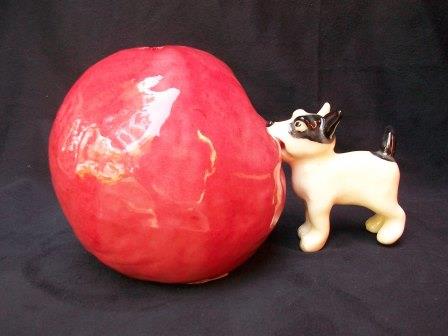 Dog with Big Red Ball