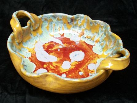 Mulit-colored bowl with Handles